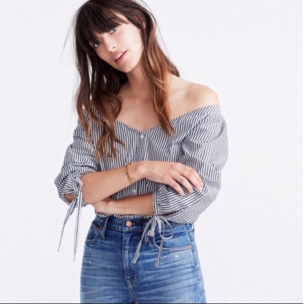 Madewell Off Shoulder Buttondown Stripe